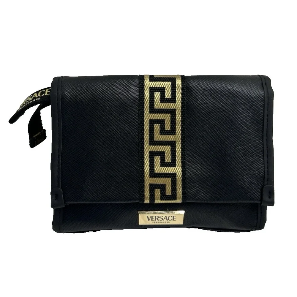 Versace Fragrances Clutch Black Gold Cosmetic Case Pouch